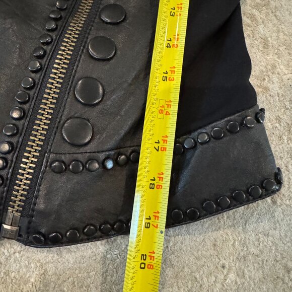 Catherine Malandrino 123JL03 Jacket Noir Cropped Lambskin Leather Black Stud NEW - Picture 10 of 14